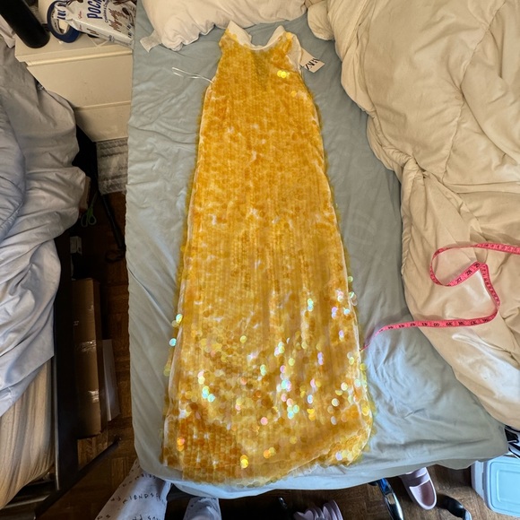 SOLD: Limited edition Zara yellow sequin dress - Picture 1 of 7